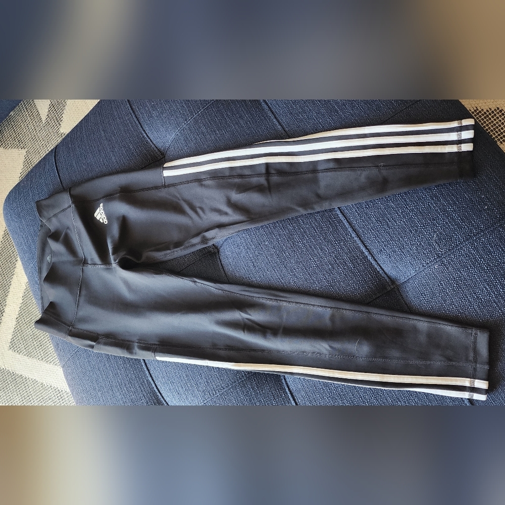 Adidas Black Tights with White Triple Stripes